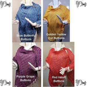 Scarf Poncho Vest Adjustable Button Wrap